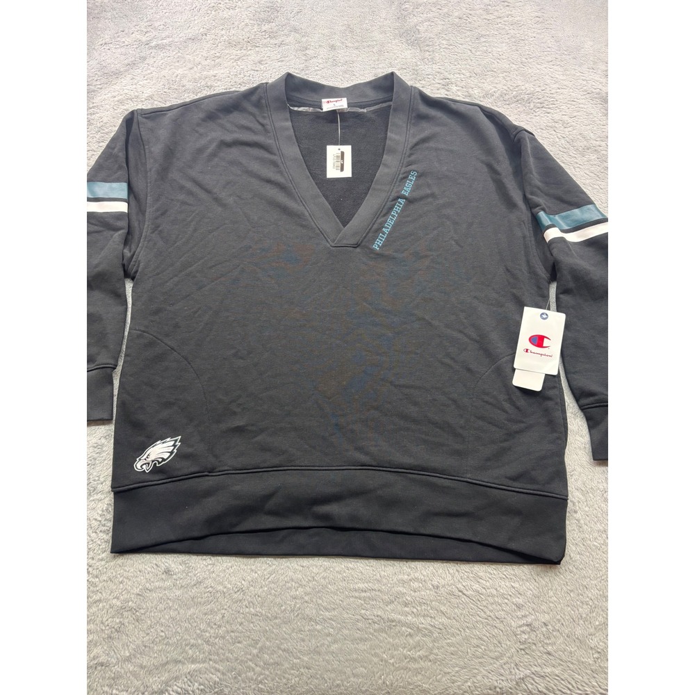 Champion‎ Philadelphia Eagles Mens V-Neck Sweatshirt Charcoal Grey NWT Size L